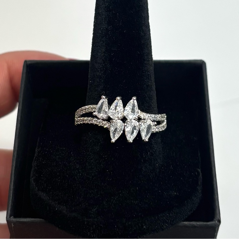 18k white gold-plated bling ring